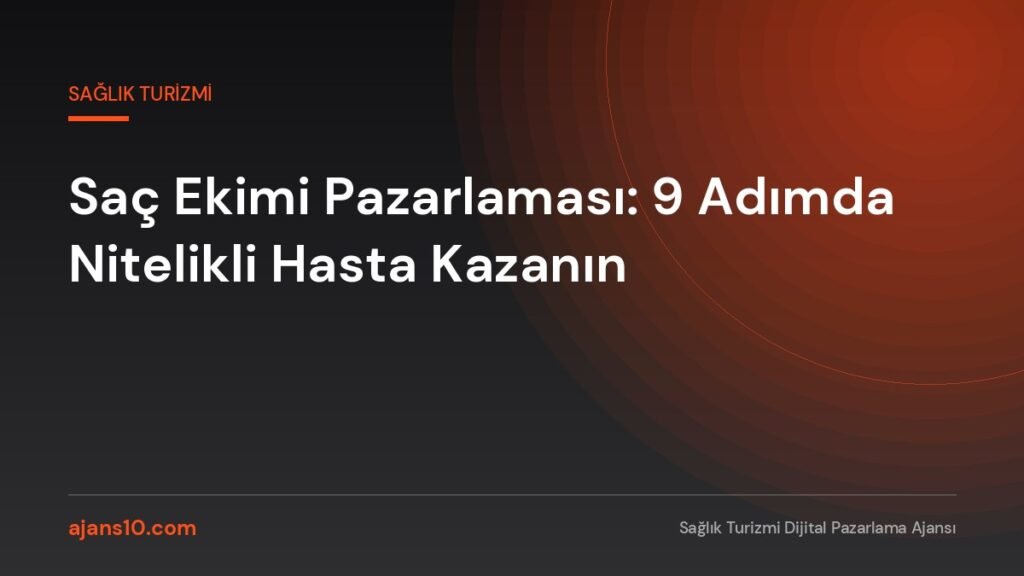 Saç ekimi pazarlaması için kanal, içerik ve lead yönetimi adımlarını gösteren plan